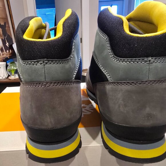 Timberland Euro Hiker Mid Men's Winter Boots Grey / Black / Yellow Size 12 NEW - Picture 7 of 15